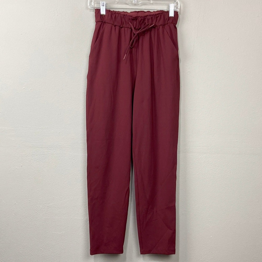 Lululemon Keep Moving Pants‎ Size 4 High Rise Burgundy Cassis Athleisure Casual